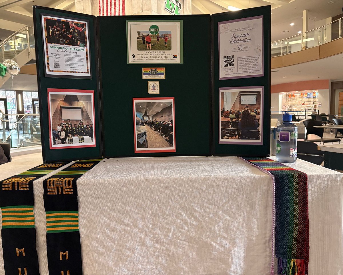 marshallukirk's tweet photo. Hey Y’all! We’ll be tabling again with BUS, PASA, and GSA in front of the bookstore for countdown to commencement!! Graduating Seniors, come sign up for Donning of the Kente and Lavender Celebration!!! @marshallu @marshallu_ace @mu_pasa @mu_bus @marshallu_gsa https://t.co/CPE66OSXDY