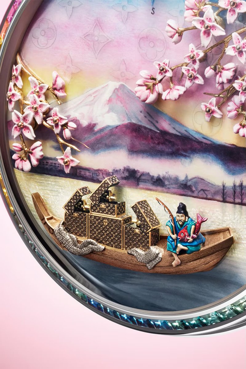 Watchbazar's tweet photo. The Louis Vuitton Escale au Mont Fuji Pocket Watch is a quiet celebration of craftsmanship and travel. Inspired by the timeless beauty of Mount Fuji, the dial unfolds like a miniature Japanese painting, created through meticulous enamel ! https://t.co/aGTAwGzM2x