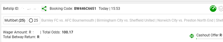 ThaboMakgobi's tweet image. Just thought I’d share Saturday’s #PowerHour while the odds are still a bit higher. I’ll make a few more edits before Saturday. Below are the Full-Time Over 1.5 Goals slips:
⏲️ 14 March 2026
📅 17:00

BW446BA243 – 82,000 Odds (50 Legs)
BW446C4BB2 – 800 Odds (25 Legs)
BW446C6651 –