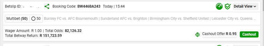 ThaboMakgobi's tweet image. Just thought I’d share Saturday’s #PowerHour while the odds are still a bit higher. I’ll make a few more edits before Saturday. Below are the Full-Time Over 1.5 Goals slips:
⏲️ 14 March 2026
📅 17:00

BW446BA243 – 82,000 Odds (50 Legs)
BW446C4BB2 – 800 Odds (25 Legs)
BW446C6651 –