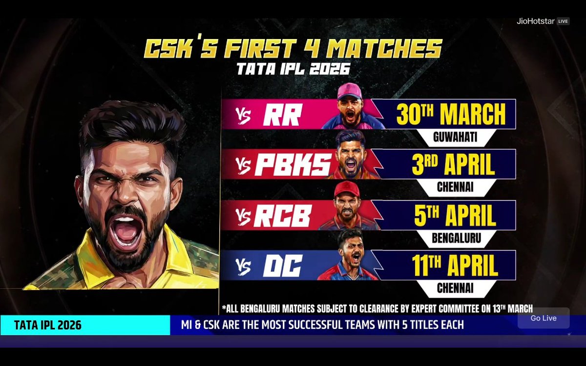 CSK SCHEDULE - 6th Trophy 🤞