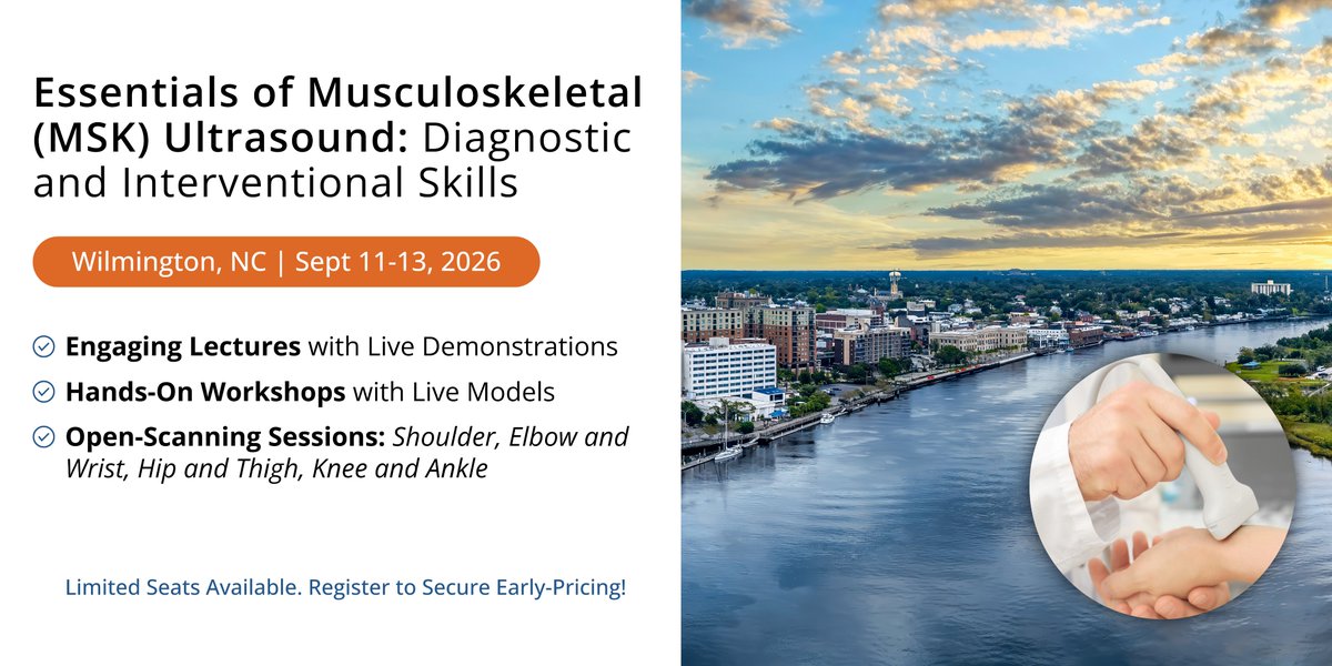 MTMIRadiates's tweet photo. Join us for Hands-on MSK Ultrasound Training! Learn from expert faculty, gain practical insights through engaging lectures, and take advantage of 4 hours of open scanning time to practice and refine your technique.

Visit our website to secure your spot: https://t.co/4pooK7bKVl https://t.co/dVc4MxQFib