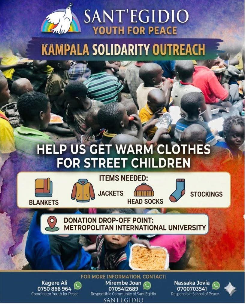 SantEgidioU's tweet image. The cold nights in Kampala are now  difficult for children living on the streets. We are kindly asking for your support by donating warm clothes to help keep them safe and comfortable.

Donation point is Metropolitan international university.
#Eco - Lab
