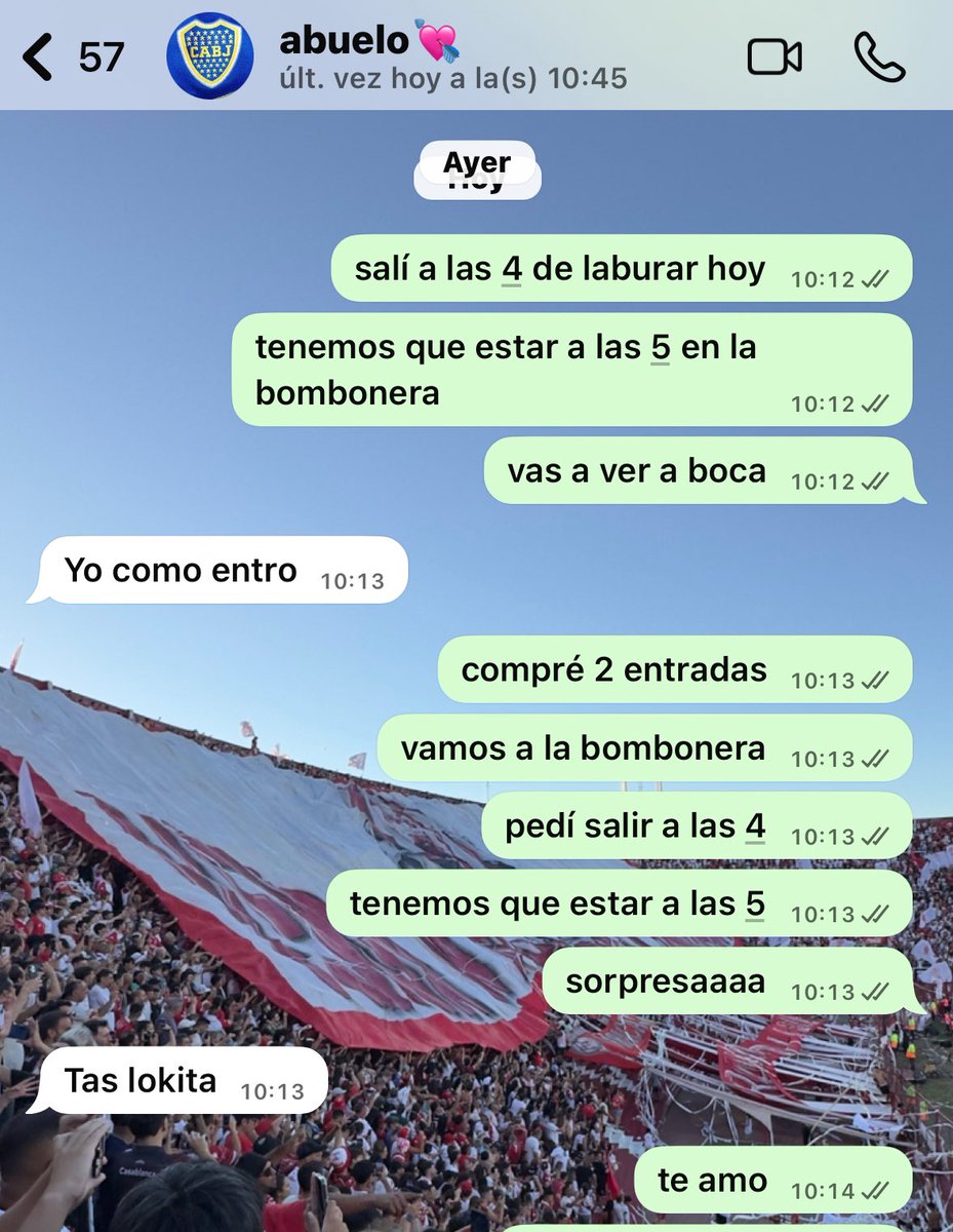 Gracias a TODOS los que repostearon mi tweet. Hoy mi viejito va a volver a pisar la cancha de sus amores y es todo gracias a ustedes. 
GRACIAS🥹