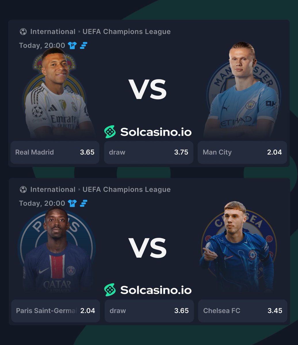 Predict the Winners for a chance to win $200 free sports bet! ⚽️ 
#RMAMCI #PSGCHE