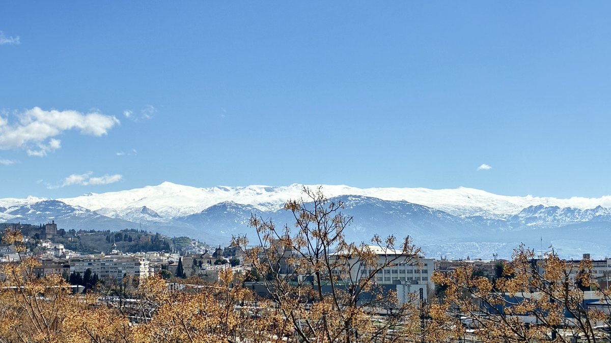Así de espectacular luce Sierra Nevada desde #Granada tras varios días de precipitaciones. Nada mal para ser 11 de marzo