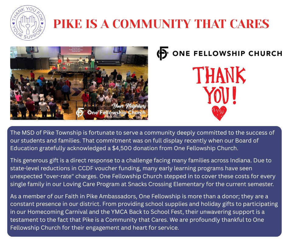 PikeSchools's tweet photo. Thank you to One Fellowship Church for their dedication to serving and supporting our community!

#PikeFamily #Community❤️ https://t.co/x6LUFdBffo