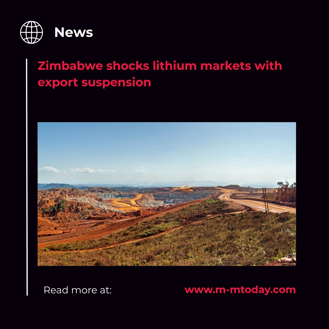 MMTodayMag's tweet photo. Zimbabwe just suspended lithium concentrate exports, jolting global battery supply chains and pushing miners to invest in domestic refining. 

The move could reshape how lithium flows into the EV market.

https://t.co/zjncCj8pNi https://t.co/Phvr51D7QZ