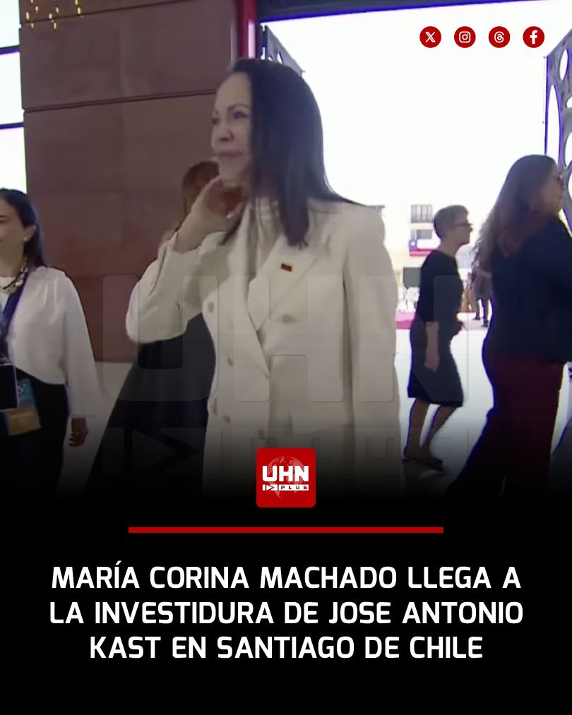 🇻🇪🇨🇱‼️ | ÚLTIMA HORA — La líder venezolana María Corina Machado llegó al Congreso Nacional de Chile para asistir a la toma de posesión del Presidente José Antonio Kast, en una jornada que marca un momento histórico para el país.