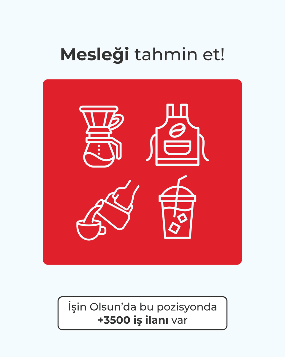 Mesleği sadece ikonlardan çıkarabilir misin? 👀 Tahminini yorumlara yaz! 

Ufak bir ipucu: Bu pozisyon için İşin Olsun'da 3500'den fazla iş ilanı var. 📲