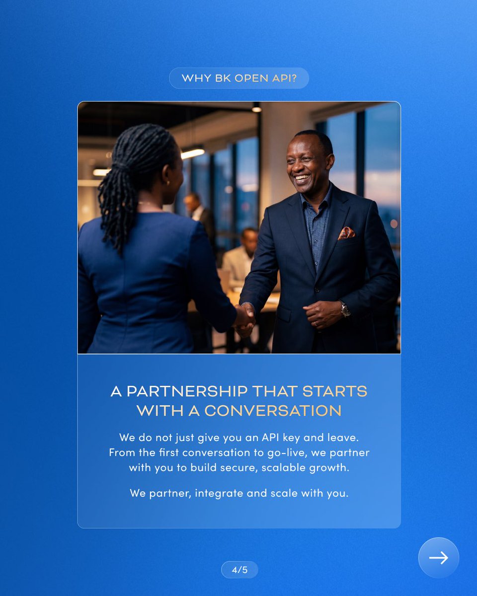 Introducing BK Open API!  A new way for platforms, developers, and businesses to connect directly with Bank of Kigali.  BK Open API acts as a secure bridge between the bank and the systems you already use, allowing platforms to integrate banking services directly into their