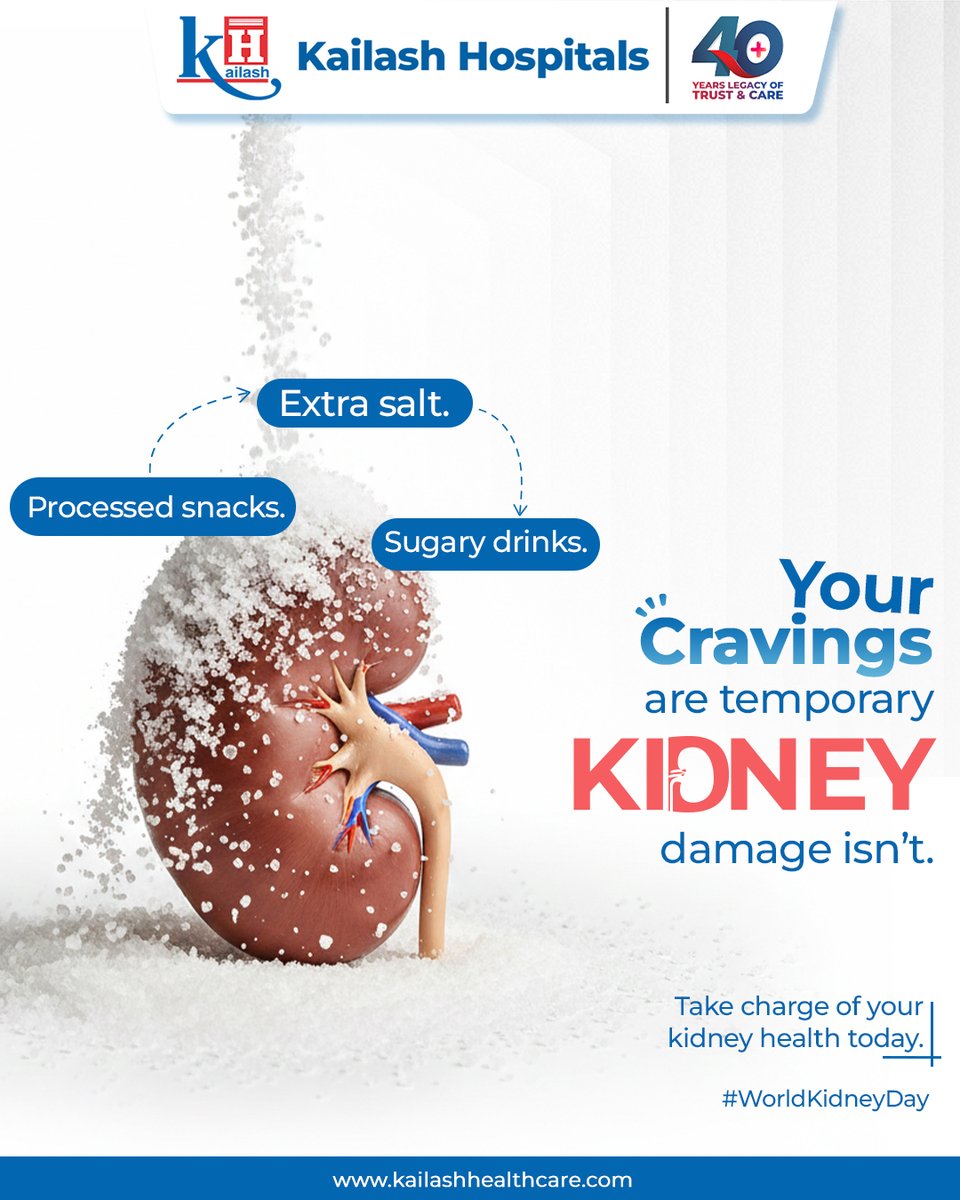 KailashHealth's tweet photo. Love your kidneys more than your fries!
The craving for extra salt lasts a moment, but the burden of #KidneyDisease lasts a lifetime. 🛑
Your kidneys work hard for you—don’t make it harder for them.
#KidneyHealth #WKD2026 #SaltLess #HealthyLiving #ChronicKidneyDisease #CKD https://t.co/HQLuq1U0hT