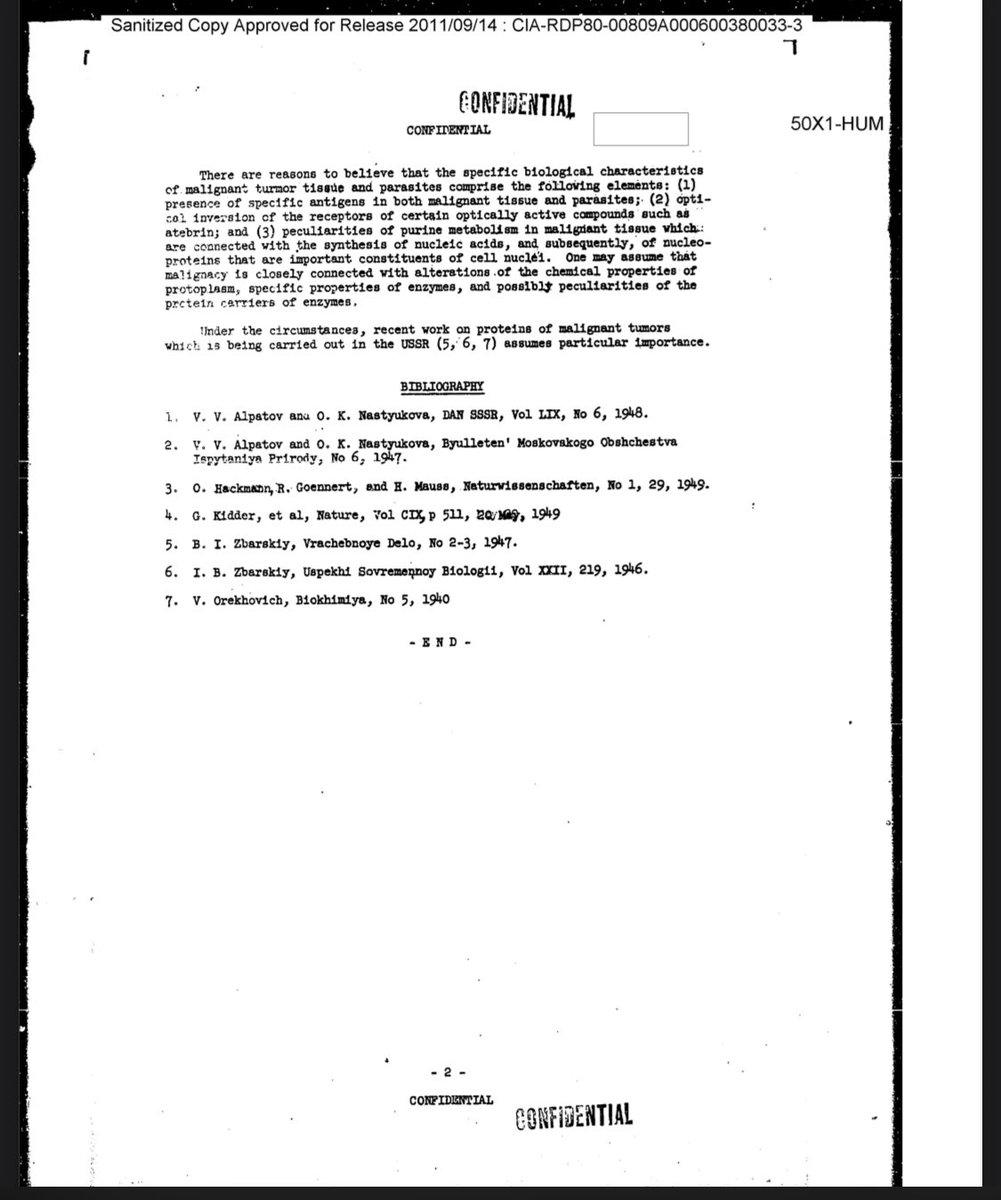 DrMargaretShow's tweet photo. 🚨 SHOCKING: CIA knew since 1951! Cancer and parasites! 

Declassified in 2014 but making headlines TODAY, this CIA doc reveals Soviet research showed anti-parasite drugs SHRANK tumors—cancer cells behave LIKE parasites, sharing metabolism & responding to same compounds (Myracyl D, Guanozolo). 

Buried for decades while millions died. Big Pharma silent? Read the original CIA file—truth hidden in plain sight!  Read these 2 pages for yourself! 👇 

And the viral Exposé article is below! 

https://t.co/SXKVTWTYp8  

#CancerCoverUp #CIAExposed #ParasiteCancer"