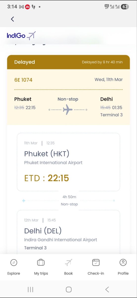 ManvikV34202's tweet photo. @IndiGo7E_ @Indigo6eSquad please confirm ye flight kal departure hogi 12march ko subha 8 baje https://t.co/atubO5rua0