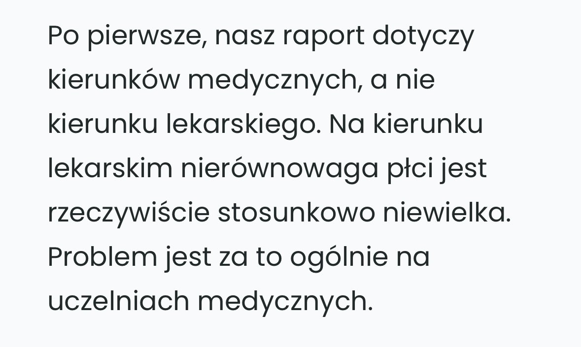 adaskropka's tweet photo. stowarzyszenie na rzecz chłopców i mężczyzn w swoim raporcie jest bliskie dotknięcia prawdy. ciekawe dlaczego na lekarskim jest w miarę równowaga, a na kierunkach med, po których zarobki od zawsze są dużo niższe, równowagi nie ma i są one historycznie i kulturowo kobiece… https://t.co/boitRyj247