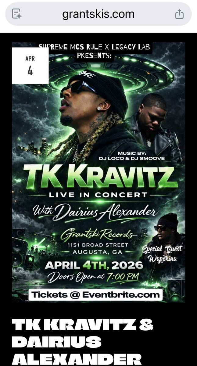 Grab your tickets now.
#legacylab #tkkravitz #theboombaphour #grantskirecords #augustaga #realhiphop #podcast