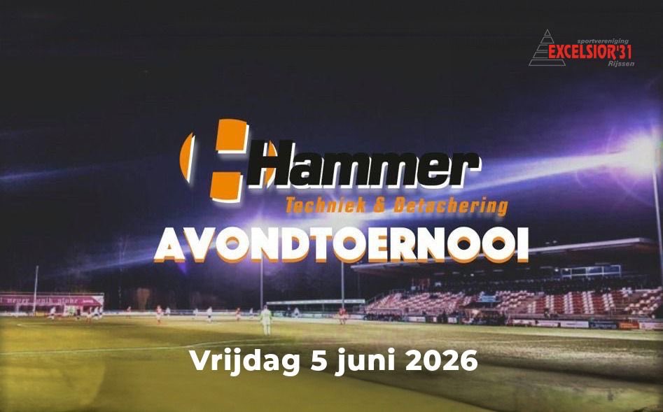 excelsior31's tweet photo. Datum Hammertoernooi 2026 bekend ⚽🏆

Vrijdag 5 juni staat de 6e editie van het Hammertoernooi op De Koerbelt op het programma. Inschrijving opent 17 maart . Plek voor 20 heren- en 10 damesteams.  

🔗 https://t.co/jlfVISPruG https://t.co/MXyfqo9F12