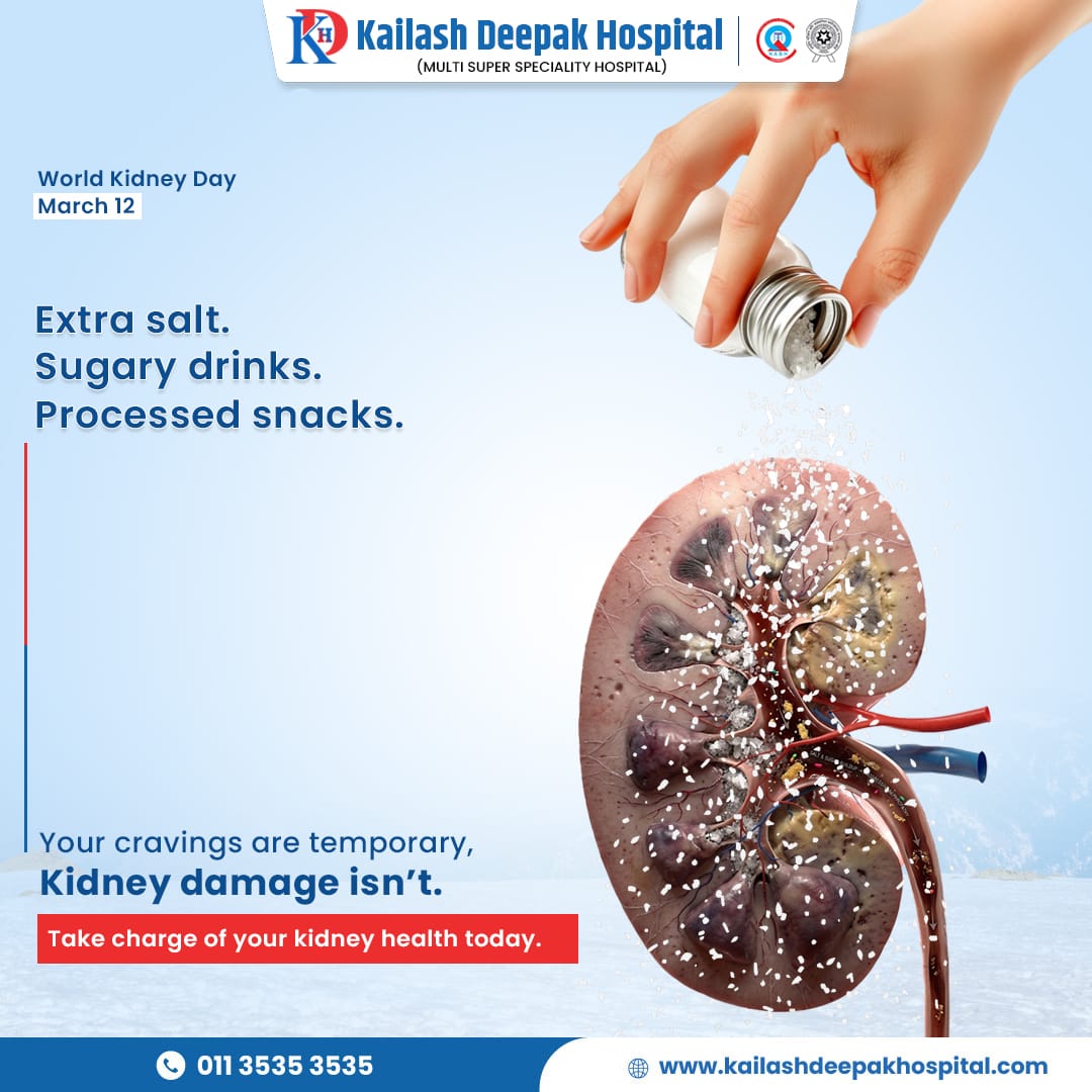 KDHDelhi's tweet photo. Love your kidneys more than your fries!
The craving for extra salt lasts a moment, but the burden of #KidneyDisease lasts a lifetime. 🛑
Your kidneys work hard for you—don’t make it harder for them.
#KidneyHealth #WKD2026 #SaltLess #HealthyLiving #ChronicKidneyDisease #CKD https://t.co/ilF6fIaiwQ