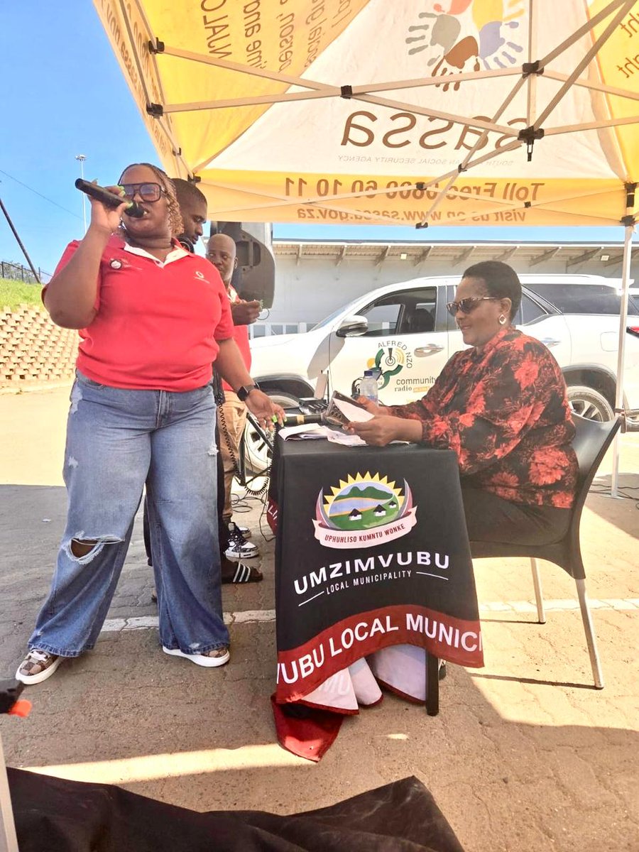 OfficialSASSA's tweet photo. Media Activation in Action! 📻📸

The South African Social Security Agency (SASSA) is engaging communities through a live radio media activation with Alfred Nzo Community Radio, reaching listeners across Ntabankulu and Mount Frere in the Eastern Cape.

Led by District Manager ,Thumeka Levani, the session focuses on educating beneficiaries about social grants, including Grant-in-Aid, Child Support Grants, grant reviews, the COVID-19 SRD Grant, and fraud awareness.

SASSA officials are also assisting community members with grant applications and enquiries, ensuring services reach people where they are.
#SASSACARES