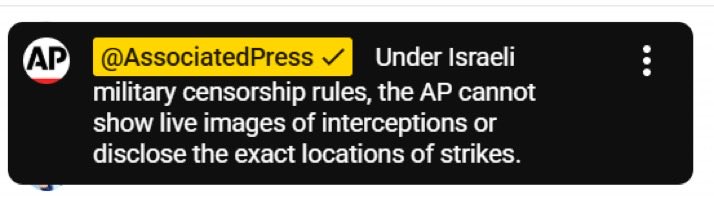 <a href="/jeremyscahill/">jeremy scahill</a> <a href="/tparsi/">Trita Parsi</a> The Associated Press posted this disclaimer on their YouTube live feeds. The censorship is rife.