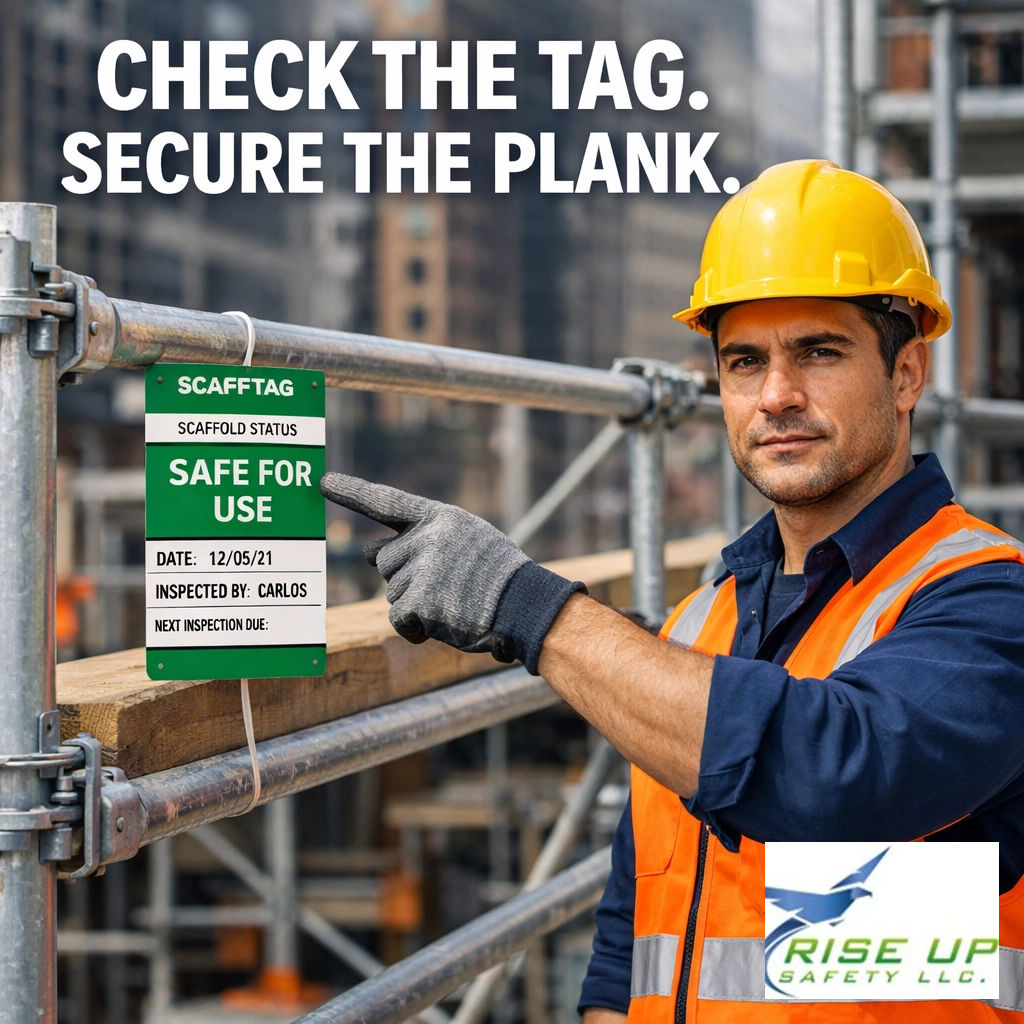 RISESAFETYUPNOW's tweet image. Wrapping up our safety month: Ever wondered if that scaffold is truly ready? Carlos always checks the green tag first. 🟢 Ensure full planking and access to avoid a $16k fine under OSHA 1926.451. Stay safe! 🏗️ #ScaffoldSafety #Construction #RiseUpSafety
