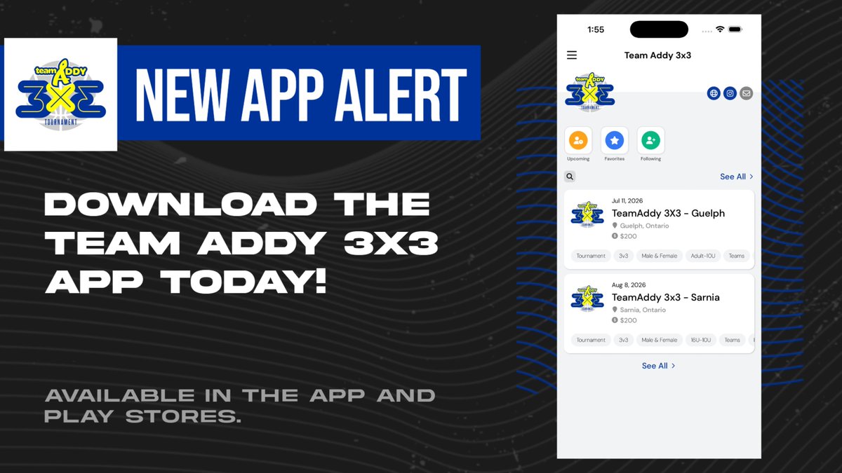 exposureev's tweet photo. Download the Team Addy 3X3 app today for 🏆schedules &amp; ⚡ real-time updates right at your fingertips! https://t.co/ZcUtbhkus1 https://t.co/ebpsuGRyJv https://t.co/Hb9ZMBDy3a