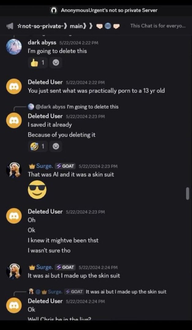 IAmAnonLegion's tweet image. Hey @YourAnonSurge_ why are you sending ai porn to a 13 year old child? And yet you pretend to claim #OpChildSafety? How about you leave kids alone and stop projecting your lies onto #Legion of #Anonymous Guess this is why you want to stop us from investigating the #EpsteinFiles.