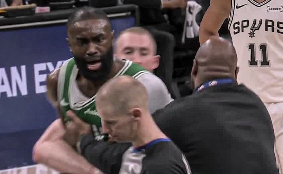 NEVER seen my goat get this heated. FUCK THESE REFS MAN!!! they really got an agenda against my goat smh <a href="/FCHWPO/">Jaylen Brown</a>