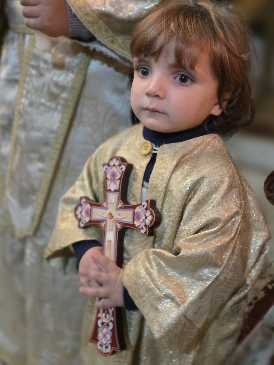 Here is a very young acolyte (Servant) of the shurch of Saint Porphyrios in Gaza Palestine, the main Orthodox parish there. This child is threatened with death by "Israel" and by European and North American "Judeo-Christians" as an Eastern Christian and as a Palestinian