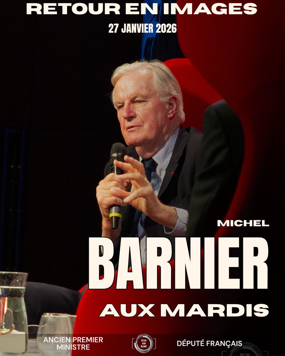 lesmardis's tweet photo. Le mardi 27 janvier, @lesmardis ont eu le plaisir d’accueillir @MichelBarnier, ancien Premier ministre et député français.

Le replay est disponible sur notre chaîne Youtube : https://t.co/B9nMT7HWLS https://t.co/YByWddwrV8
