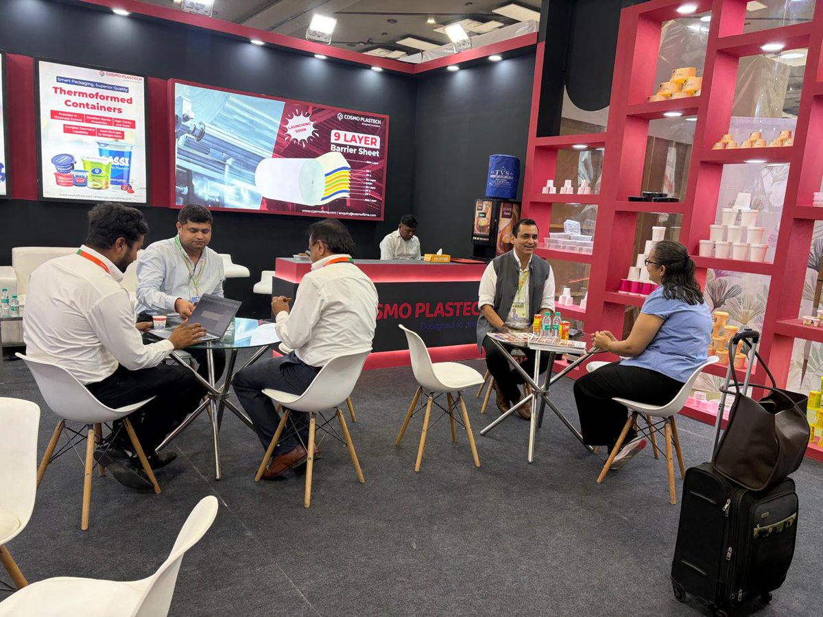 CosmoFilmsLtd's tweet photo. AAHAR India 2026 – Great energy and engaging conversations!

Showcasing Cosmo Plastech’s rigid packaging solutions and connecting with professionals across the food, FMCG &amp; packaging sectors.
📍 Block 5F-19, Stand F
📅 10–14 March 2026
📍 Bharat Mandapam, New Delhi
#CosmoPlastech https://t.co/7W1msnXo71