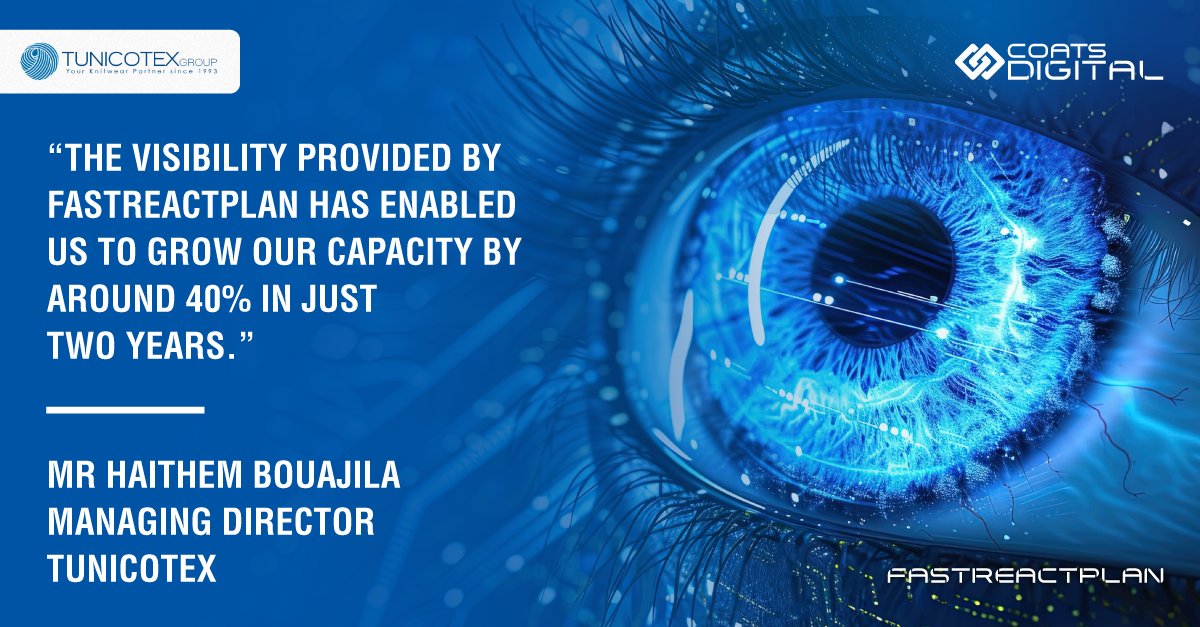 Since adopting #FastReactPlan, leading Tunisian premium knitwear manufacturer TUNICOTEX Group has improved its on-time delivery performance from 75% to 85%; reduced planning time by 25%, and unlocked 40% additional capacity.

Learn more here: eu1.hubs.ly/H0s7y-g0