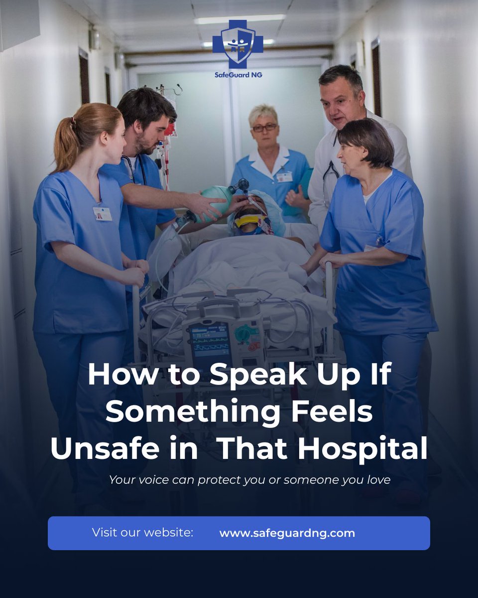 NgSafeguard's tweet photo. When you are in a hospital, you expect to feel safe. Doctors and nurses are there to help you get better. Still, hospitals can be busy places, and sometimes things happen that make a patient or family member uncomfortable. If something does not feel right , speak up .
But speaking up should not stop at the hospital.

Many people leave with concerns they never share because they are afraid of being identified. This is why Safeguard NG exists.

If you experience something that feels unsafe, you can rate the hospital on Safeguard NG. Your identity remains private, and only the SafeScore reflects the anonymous feedback.

When people speak up, hospitals improve and patients can make safer choices.