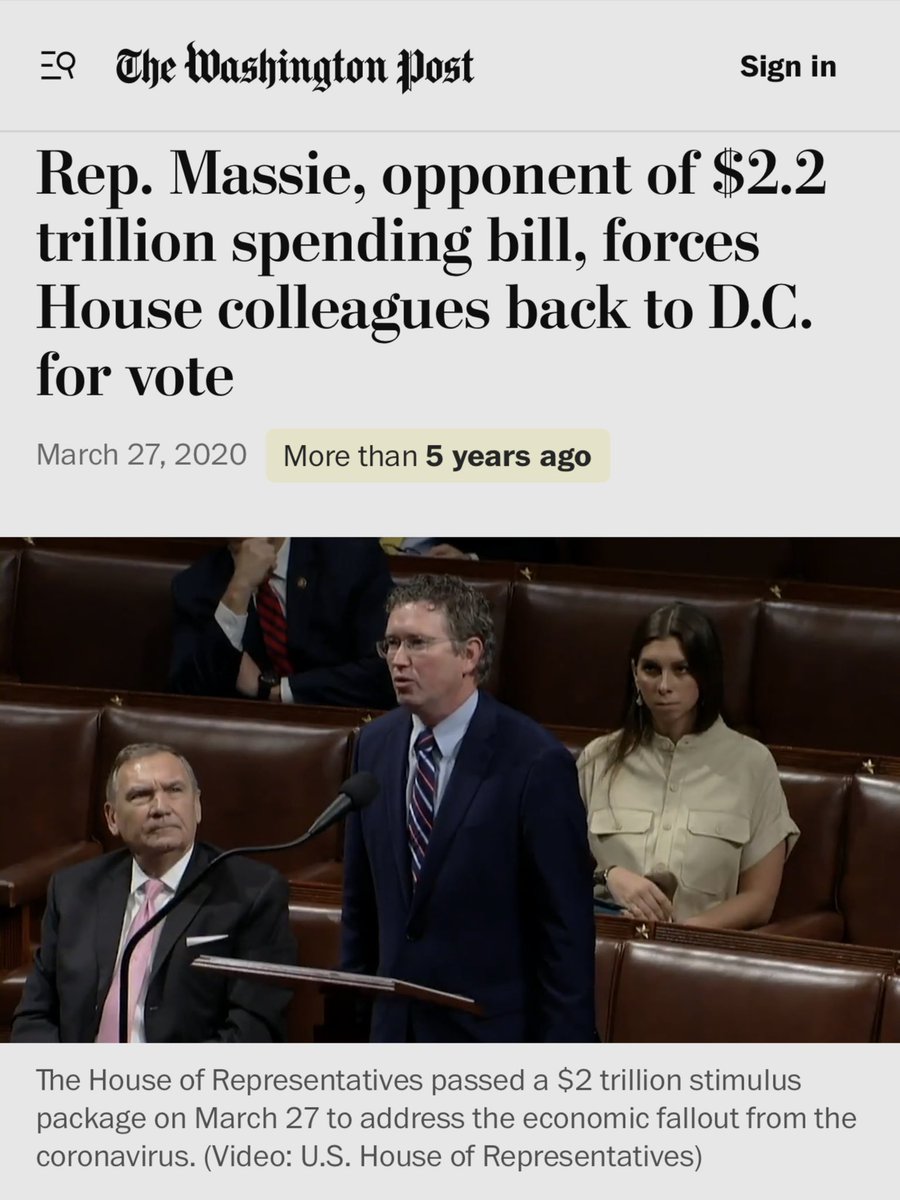 case_dixon's tweet photo. Six years ago, @MassieforKY stood alone in Congress opposing the CARES Act — trillions in spending and one of the most inflationary bills in modern history.

Now the President says Massie will go down as the worst Republican Congressman in history.

History will say otherwise. https://t.co/WlVMV6ZPQV
