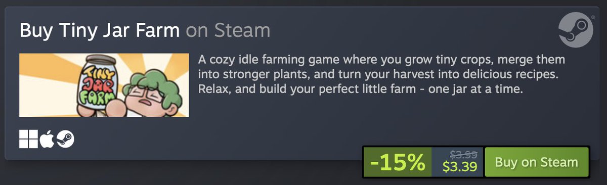 DanarKayfi's tweet photo. 🎉 Tiny Jar Farm is now LIVE on Steam! 🌱

A cozy little idle farming🫙💚

🌾 Relax  
🌿 Grow your farm  
✨ Enjoy the chill vibes

If you try it, I’d really appreciate a Steam review 🙏

🔗 Play it here: 
https://t.co/zHJsr9b5IN https://t.co/nVYM8tHbsX