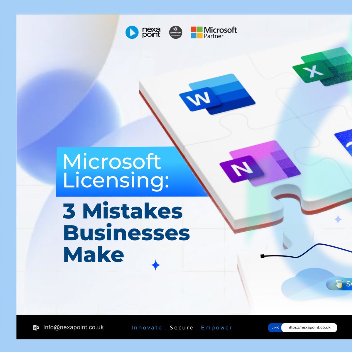 Nexapoint_'s tweet photo. Microsoft licensing mistakes can cost businesses more than they realise.

At NexaPoint, we help businesses simplify Microsoft licensing and stay compliant. As a Microsoft Partner, we guide you to the right plan.
#MicrosoftLicensing #MicrosoftPartner #ITSupport https://t.co/RkxdV3Q0HH