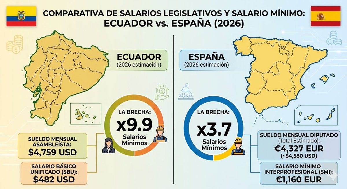 elnuevo012's tweet photo. @elcomerciocom @NielsOlsen @AsambleaEcuador @DanielNoboaOk Un asambleísta gana más que su homólogo español y la brecha entre el salario de un asambleísta y el salario básico es casi x10 mientras que en España es un x3.7 Muy poco salimos a protestar, ¿verdad? https://t.co/WLj5oioh1F