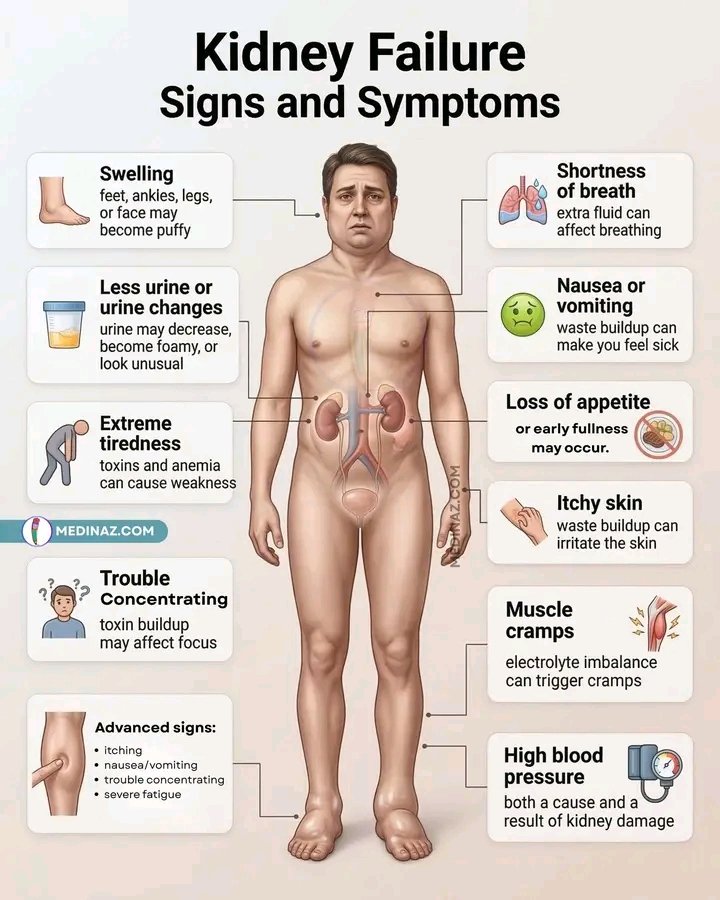 Lumideee_'s tweet image. Kidney failure now increasingly affects young Nigerians mostly from 20-40years and up to 90% die within 3 months of starting dialysis. 

Know the signs of kidney failure! 

#KidneyHealth #Kidney