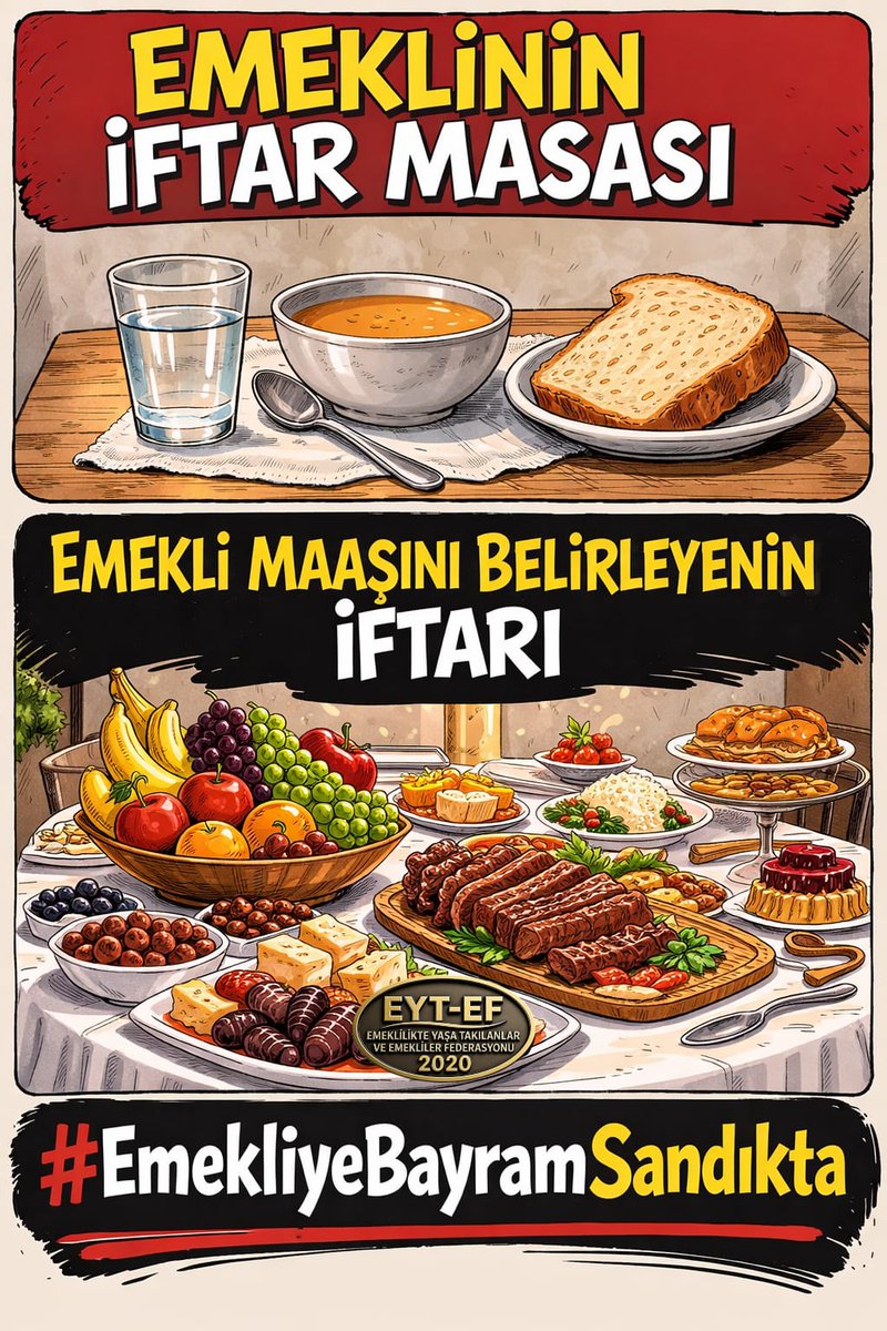 <a href="/tvmeltem/">Meltem TV</a> Oya gelince Emekliler baş tacı diyenler
Oydan sonra
yük görenler
Onurlu yaşam hakkını yok sayan anlayışı reddediyoruz
Sefaleti yönetenler
Sandıkta milyonların vicdanıyla yüzleşecekler
Kararımız Nettir
boş vaat veren iktidara sesleniyor #Hemen gelsin seçim 
#EmeklidenSefaleteOyYok