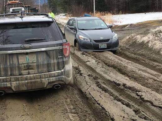 underwoodVT802's tweet image. A message from Matty Brown, police chief &amp;amp; philosopher:

“In mud season — and in life — when you get in a rut, keep pushing. Once you stop, you’re stuck.

Just try not to grind your undercarriage too much along the way.”

#MudSeason #VermontLife #SmallTownWisdom #FoolsSpring