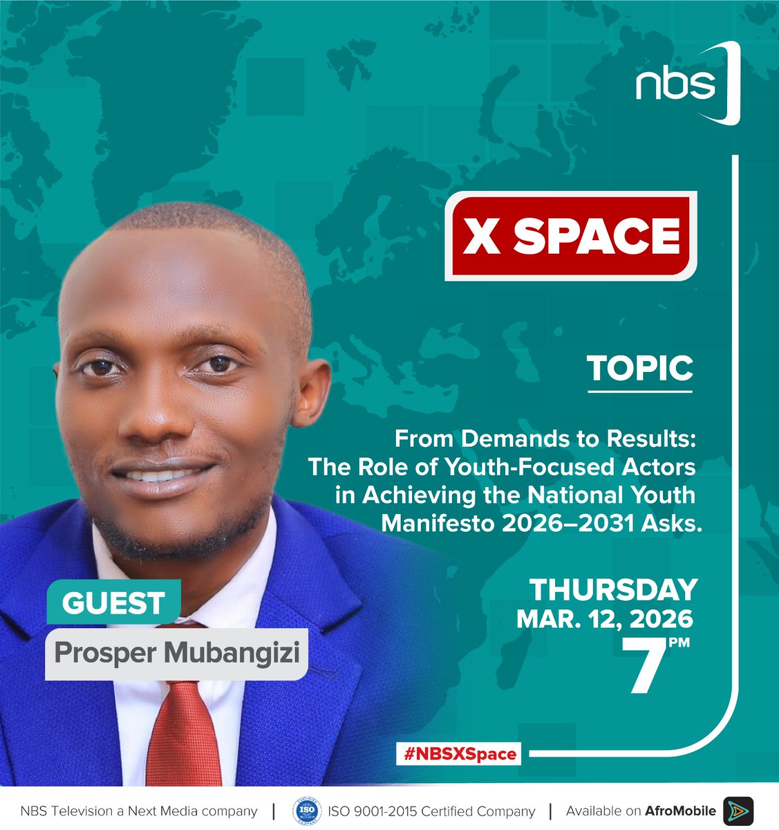 NimdUganda's tweet photo. The National Youth Manifesto 2026–2031 outlines the key priorities of young people across various sectors, but great ideas need to be put into action!

What can youth-led and youth-focused actors do to turn these aspirations into reality? Join the discussion:

🗓️: 12 March
🕖: 7 PM
📍: @nbstv.
🔗: https://t.co/kgDFwyrE8V
