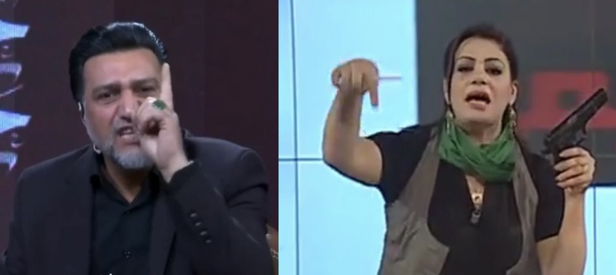 До падения Каддафи была телеведущая по имени Хала Мисрати. Она появлялась на ТВ с оружием и угрожала оппонентам режима.

После свержения, когда её арестовали, она кричала: «Я невиновна».

И сегодня слова ведущих телевидения Исламской Республики, такие же пустые и бессмысленные.