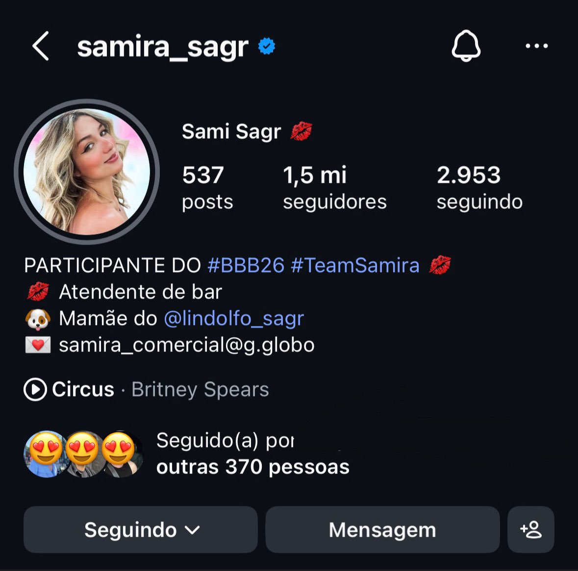 já começaram a seguir a nossa maior jogadora do #bbb26, vulgo samira, no instagram? então bora, torcida!