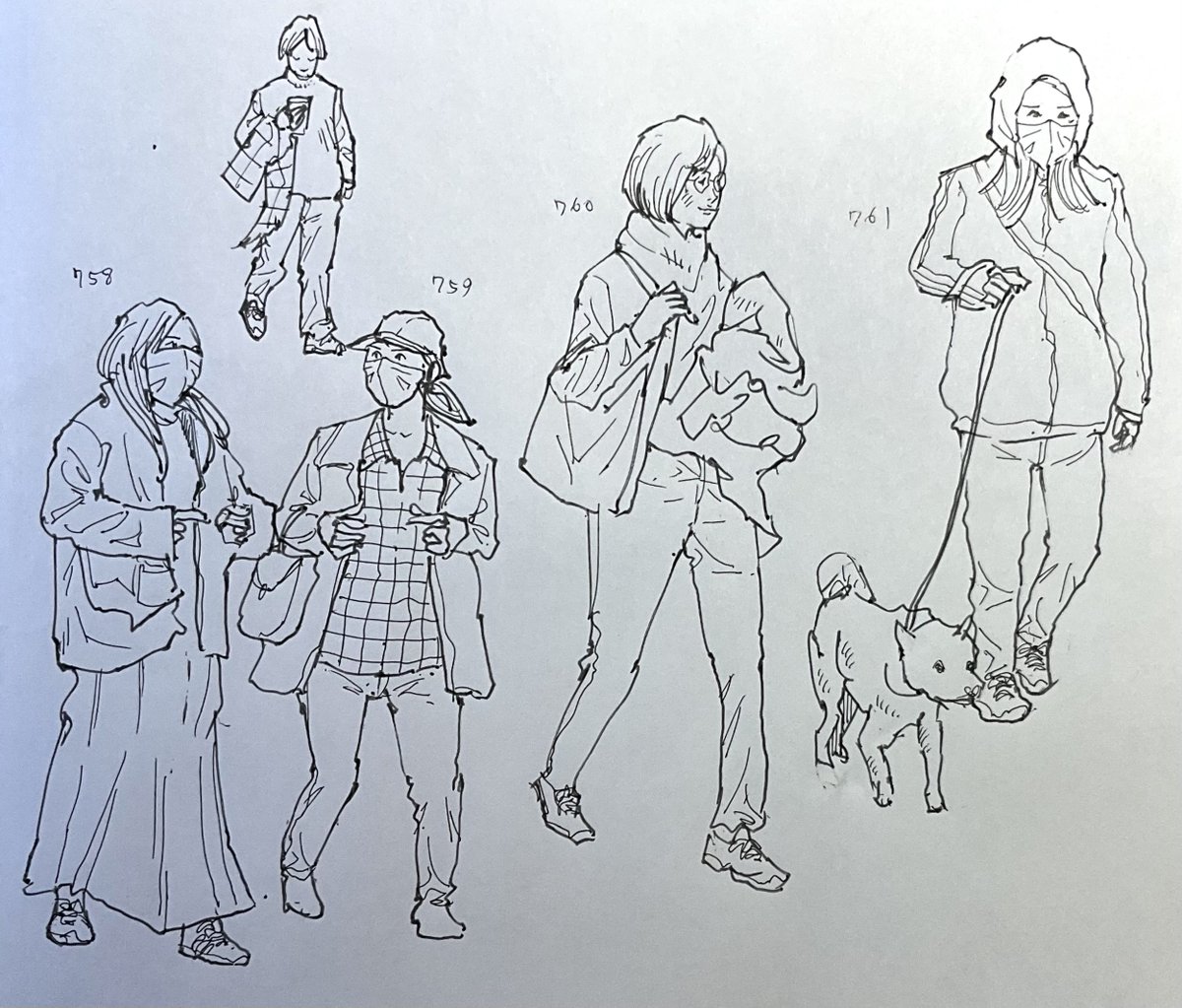 Croquis today...名前もわからないけれどお一人お一人にお祈り申し上げる。明日もお元気で! 