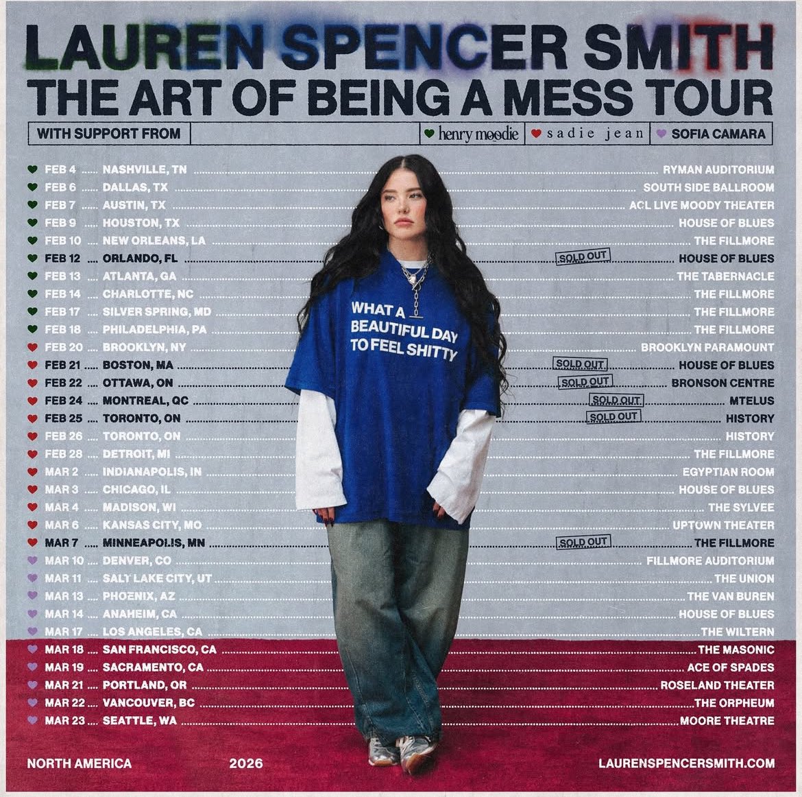 sofiacamaranews's tweet photo. Sofia officially kicked off her run as the opener for @laurenspencersmith for ‘The Art Of Being A Mess Tour’, last night in Denver!⛰️

Here’s the official setlist! Keep in mind that the setlist may vary by show, depending on the venue and time schedule! 🎶 https://t.co/7AfvP0J6EE
