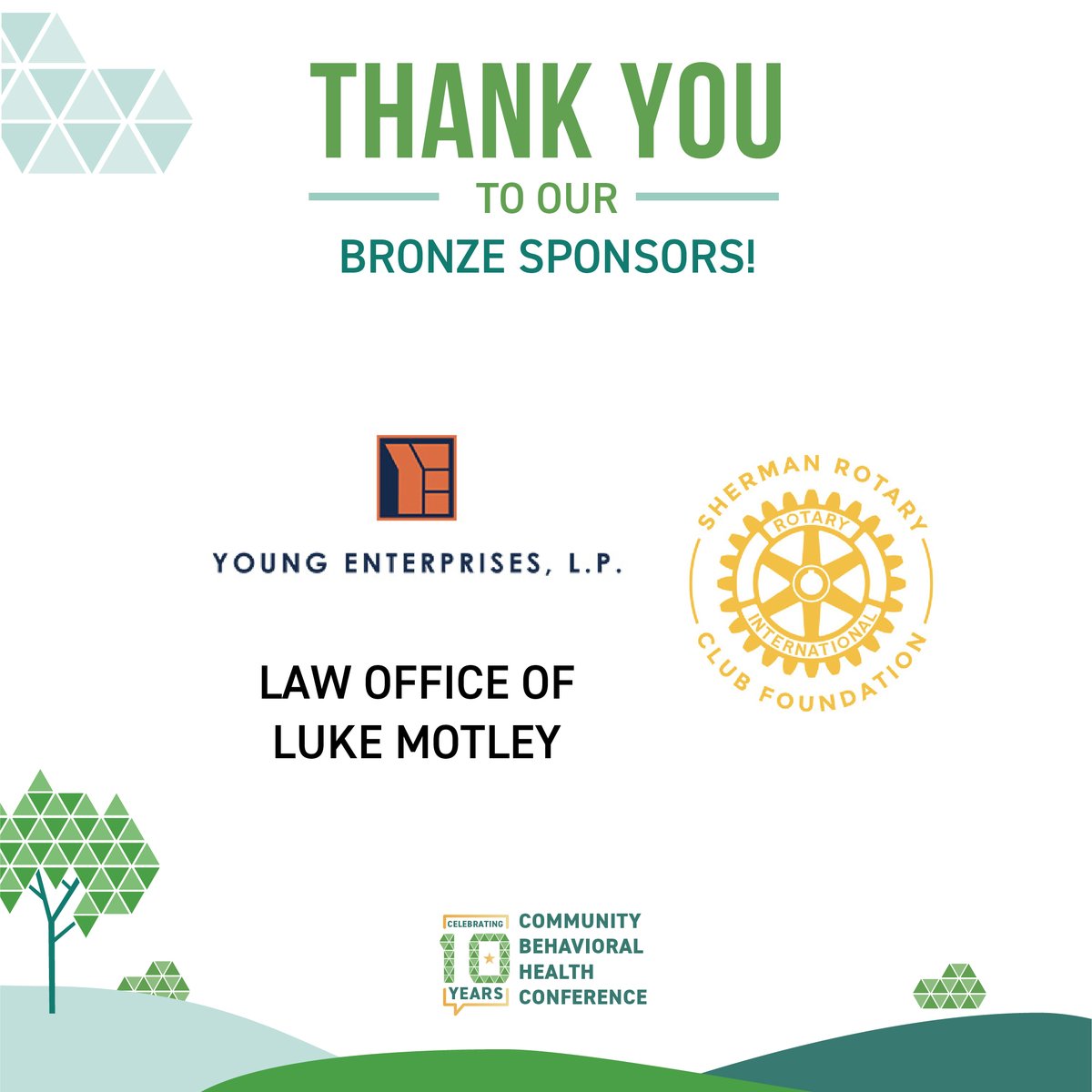 A special thanks to our Bronze Sponsors, Young Enterprises, Sherman Rotary Club and the Law Office of Luke Motley, for being a part of making the #2026CBHC possible!  

Get your ticket today at shorturl.at/cJRNS

March 27, 2026 | Texoma Event Center – Denison, TX