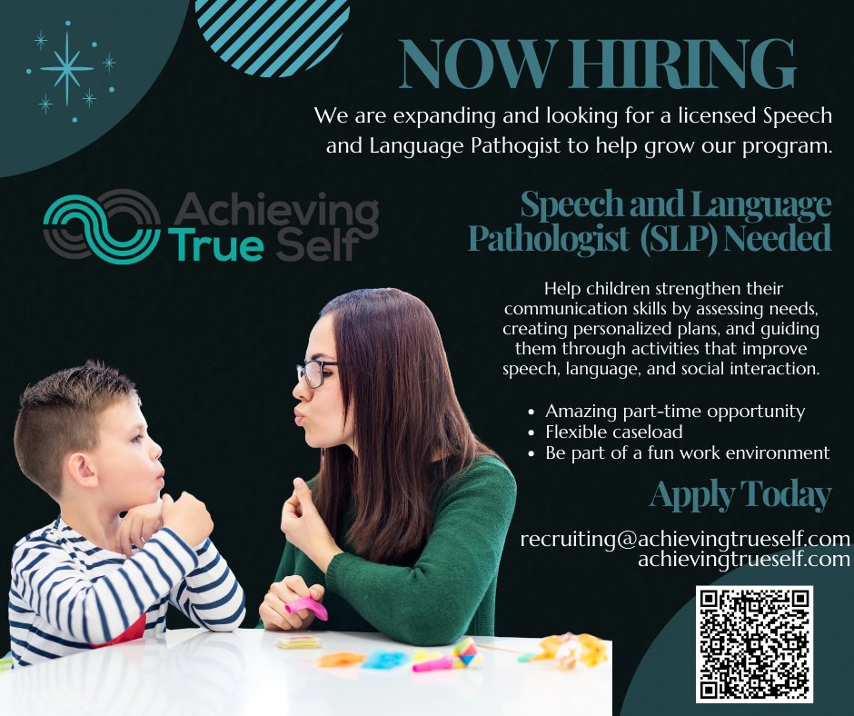 AtsAutism's tweet photo. ✨ Now Hiring: Speech &amp; Language Pathologist (SLP)
📍 Abingdon, MD – Harford County
📧 Apply today: recruiting@achievingtrueself.com
🔗 Learn more: https://t.co/NZS0yv5oW3

#SpeechLanguagePathologist #SLPJobs #NowHiring #HarfordCountyMD #SpeechTherapy #MakeaDifference https://t.co/rPil78OF3M