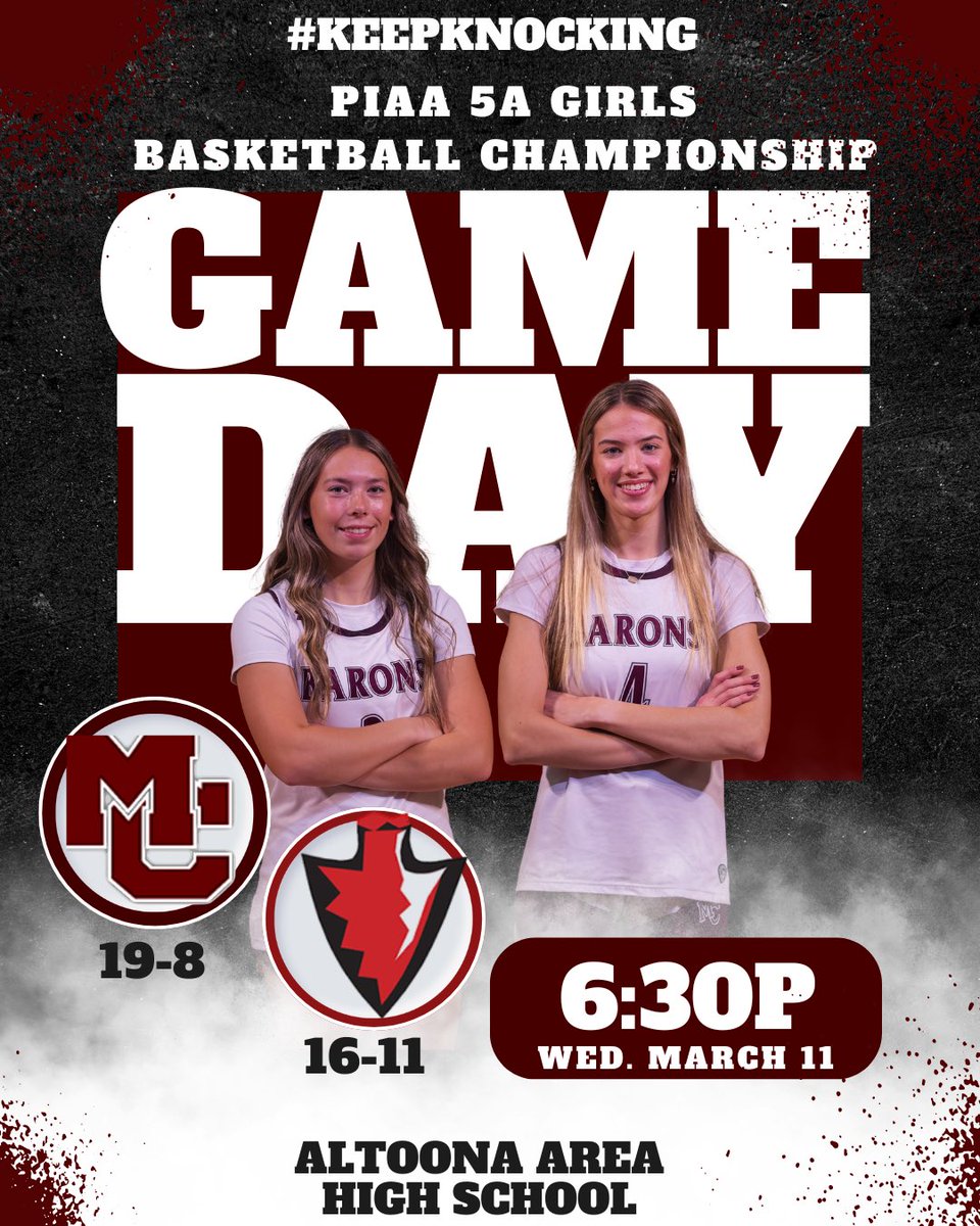 MCLadyBaronsBB's tweet image. SWEET 16 GAME DAY!! 🍀

Your 3-7 Lady Barons (19-8) take on the 7-4 Peters Township Indians (16-11) tonight in the PIAA 5A Sweet 16 at Altoona Area High School Fieldhouse at 6:30p.

#KEEPKNOCKING 🏀
