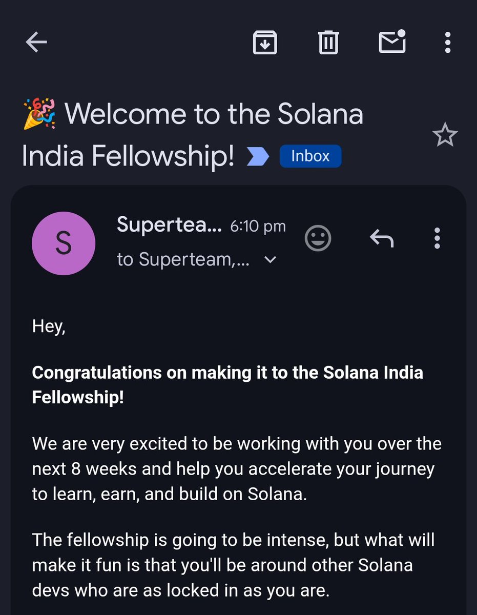 Here we go!!! 🚀
Locked in 🔒for the next 6 weeks.
Time to:
Learn.
Build.
Ship.
Let’s cook. 🔥
<a href="/kirat_tw/">Harkirat Singh</a> <a href="/SuperteamIN/">Superteam India</a>