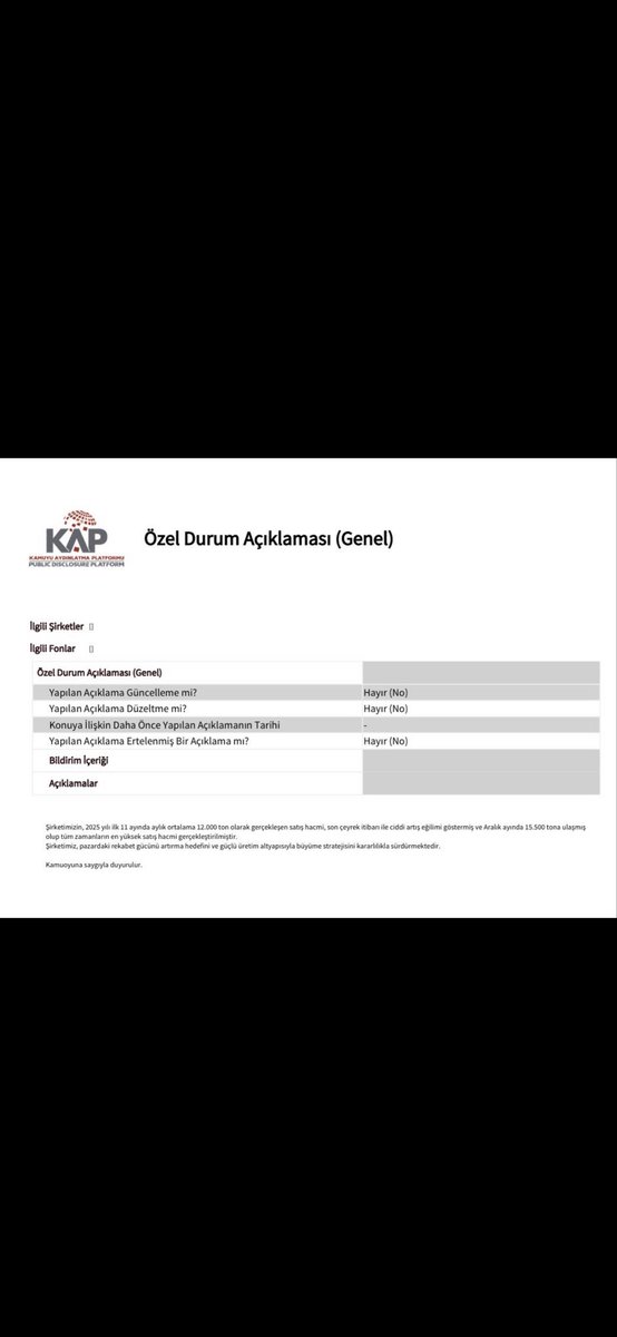 investorxu100's tweet image. #kmpur Şirket Aralık ayında Kap a bildirdiği açıklamada tüm zamanların en yüksek satış hacmine ulaştığını belirtmişti.Son çeyrekte kısmen bilançoda görünse de 2026 için önemli bir gösterge olarak karşımıza çıkıyor. Şirket güçlü satışlarla 2026 da iyi prim üretmeye aday gözüküyor.